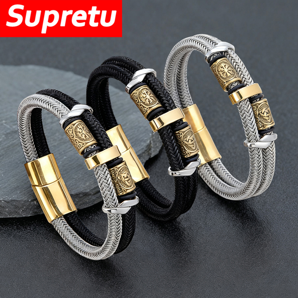 Battle Rope Anchor - Vintage Norse Rune Double-Layer Bracelet for