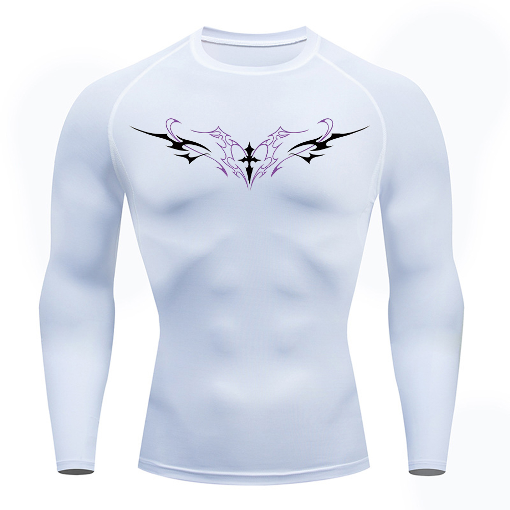 Crossfit Training - Men's Gothic Cross Wings Print Compression
