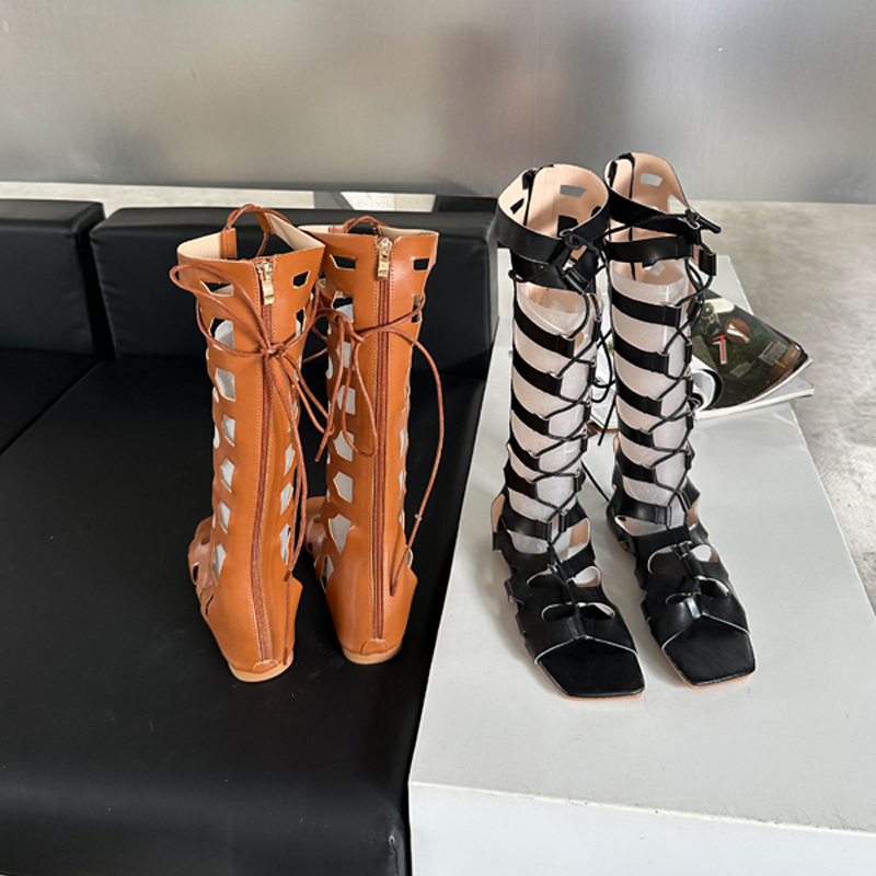 Brown Flats Long Boots Women C - Crossfit Outfit ulasan dan harga